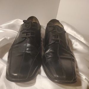 Stacy Adams Men's Oxford Dress Size 10.5 Shoes Black Leather Lace Up Square Toe